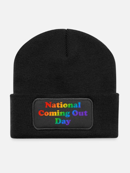 Nationaler Coming-Out-Tag Gay LGBT Pride - Recycelte Patch Beanie - Schwarz