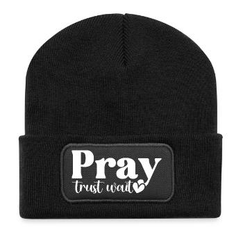 Pray Trust Wait - Recycled Patch Beanie - black - Front