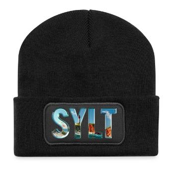 SYLT – maritime, élégant, nordique - Beanie recyclé à patch - noir - Devant