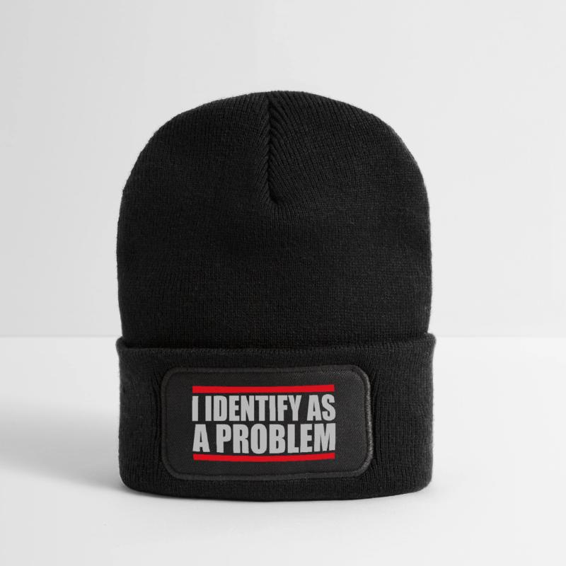 I Identify as a Problem Statement Frech Rebellisch Recycelte Patch Beanie
