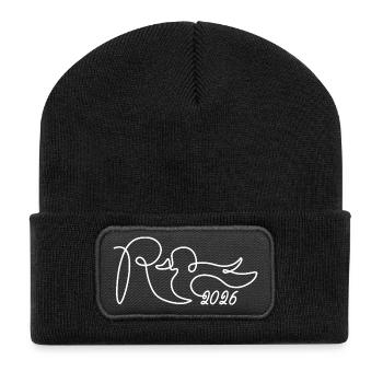 Rente eine Linie - 2026 Endlich geschafft - Recycelte Patch Beanie - Schwarz - Vorne