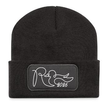 Rente eine Linie - 2026 Endlich geschafft - Recycelte Patch Beanie - Dunkelgrau - Vorne