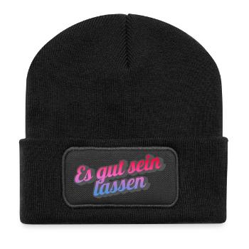 Es gut sein lassen. - Recycelte Patch Beanie - Schwarz - Vorne