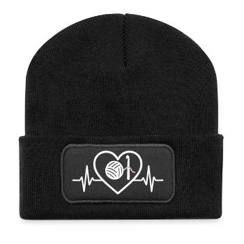 Crochet Knitting Heart Pincushion Pink Yarn Hobby Women - Recycled Patch Beanie - black - Front