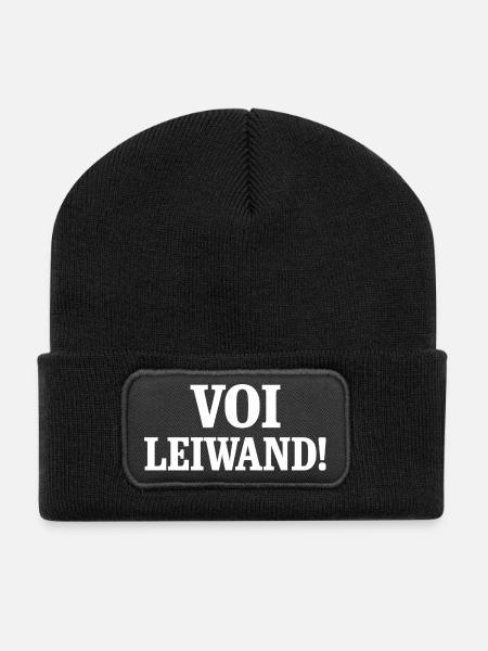 Voi Leiwand ! Conception de texte contrasté - Beanie recyclé à patch - noir