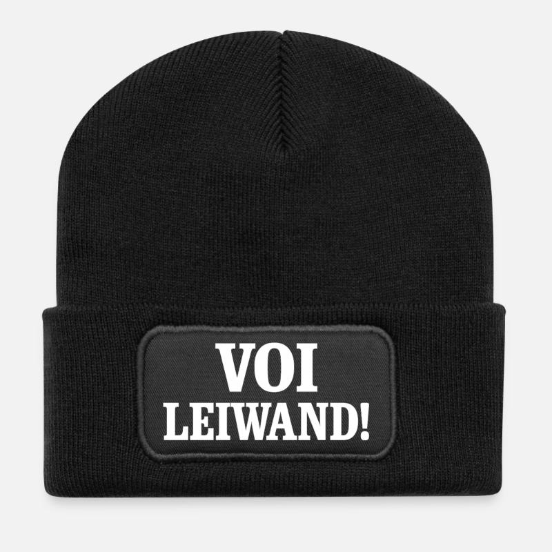 Voi Leiwand ! Conception de texte contrasté - Beanie recyclé à patch - noir