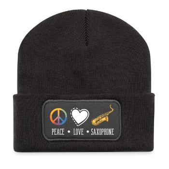 Saxophone - Beanie recyclé à patch - charbon - Devant