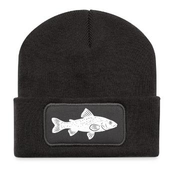 Äsche Fisch Angler Natur Vektor - Recycelte Patch Beanie - Dunkelgrau - Vorne