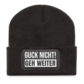 Guck nicht geh weiter - Recycelte Patch Beanie - Dunkelgrau - Vorne