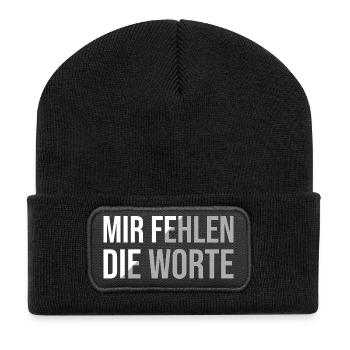Mir fehlen die Worte - Recycelte Patch Beanie - Schwarz - Vorne
