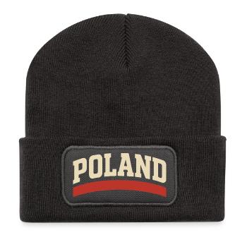 Typographie rétro polonaise - Beanie recyclé à patch - charbon - Devant