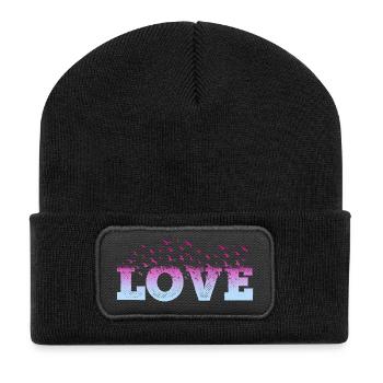 Love Love Heart Birds Romantic I Love You - Recycled Patch Beanie - black - Front