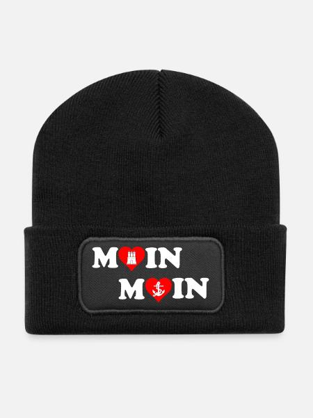 Moin Moin Heart for Hamburg - Recycled Patch Beanie - black