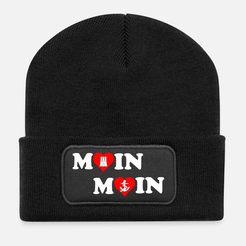 Moin Moin Heart for Hamburg - Recycled Patch Beanie - black