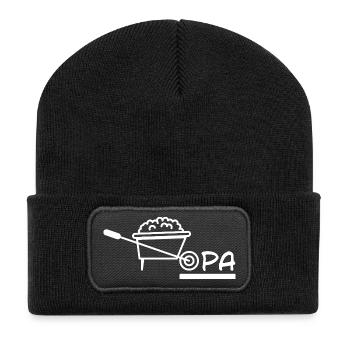 Opa Schubkarren Gartenarbeit - Recycelte Patch Beanie - Schwarz - Vorne