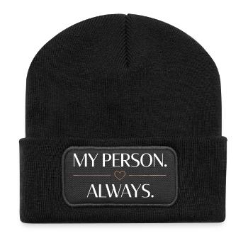 My Person. Always. – Romantischer Herz Spruch - Recycelte Patch Beanie - Schwarz - Vorne