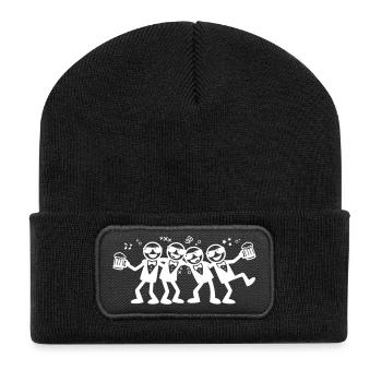 Bräutigam Freunde Gruppe Bier - Recycelte Patch Beanie - Schwarz - Vorne