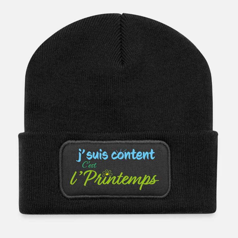 Es ist Frühling - Recycelte Patch Beanie - Schwarz
