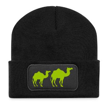 Duo Silhouette Camel Vert Néon - Beanie recyclé à patch - noir - Devant