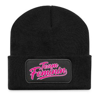 Team Feminin – Pink Girl Power Statement Design - Recycled Patch Beanie - black - Front