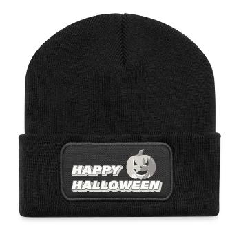 HAPPY HALLOWEEN - Recycelte Patch Beanie - Schwarz - Vorne