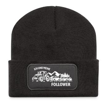 Ich und meine Follower - Traktor - Stau - Recycelte Patch Beanie - Dunkelgrau - Vorne