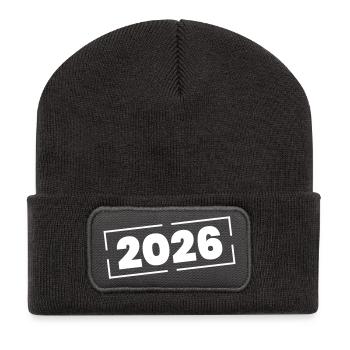 Année du timbre 2026 - Beanie recyclé à patch - charbon - Devant
