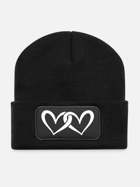 Herzen Hochzeit - Recycelte Patch Beanie - Schwarz