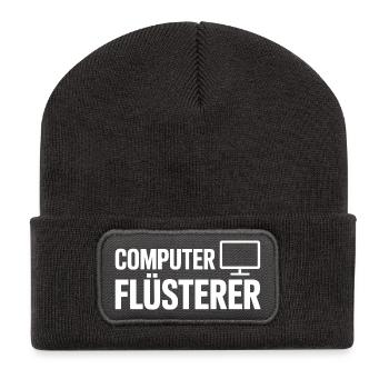 Computer Flüsterer – Monitor-Icon Design - Recycelte Patch Beanie - Dunkelgrau - Vorne