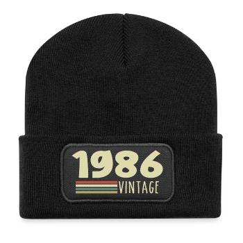 1986-Anniversary-1986-retro-1986 - Recycled Patch Beanie - black - Front