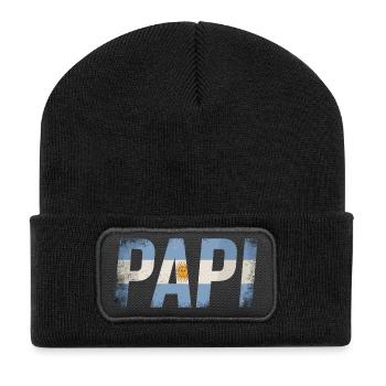 Papi Argentinien Flagge Vintage Papa - Recycelte Patch Beanie - Schwarz - Vorne