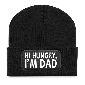 Hi Hungry I'm Dad — Fettes Distressed Tee - Recycelte Patch Beanie - Schwarz - Vorne