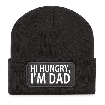 Hi Hungry I'm Dad — Fettes Distressed Tee - Recycelte Patch Beanie - Dunkelgrau - Vorne