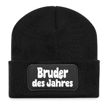 Bruder des Jahres – Herz - Recycelte Patch Beanie - Schwarz - Vorne