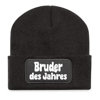 Bruder des Jahres – Herz - Recycelte Patch Beanie - Dunkelgrau - Vorne