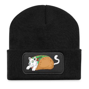 Taco-Katzen-Shirt - Recycelte Patch Beanie - Schwarz - Vorne