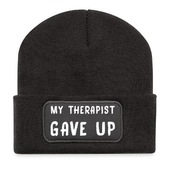 My Therapist Gave Up - Recycelte Patch Beanie - Dunkelgrau - Vorne