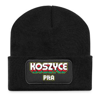 Košice Piła. Retro District Name - Recycled Patch Beanie - black - Front