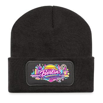Berlin - Beanie recyclé à patch - charbon - Devant