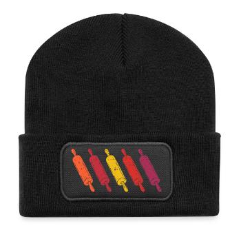 Rolling Pin Retro Vintage Baking Baker Baker - Recycled Patch Beanie - black - Front