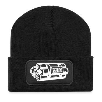 Zeitbombe Sprengstoff Dynamit - Recycelte Patch Beanie - Schwarz - Vorne