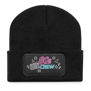 80s Crew Neon Retro - Recycelte Patch Beanie - Schwarz - Vorne