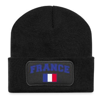Frankreich Fan - Recycelte Patch Beanie - Schwarz - Vorne