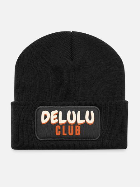 Delulu Club Trend Saying Funny Manifest - Recycled Patch Beanie - black