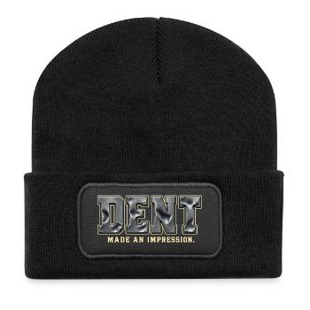 DENT – Hinterlass einen Eindruck | Metallisches Wortspiel - Recycelte Patch Beanie - Schwarz - Vorne
