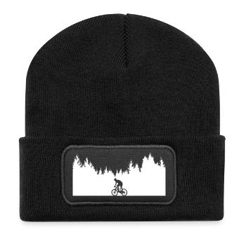 Fahrrad-_Mountainbike-_Wald - Recycelte Patch Beanie - Schwarz - Vorne