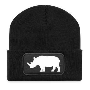 Rhino Silhouette Minimalist - Recycled Patch Beanie - black - Front