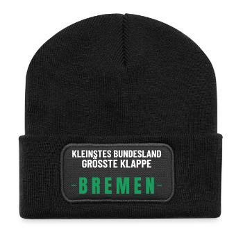 Bremen Kleinstes Bundesland größte Klappe lustig - Recycelte Patch Beanie - Schwarz - Vorne