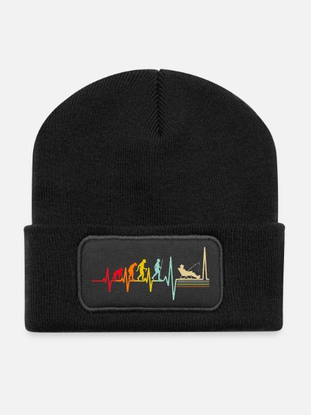 Evolution Fischer Herzschlag Retro - Recycelte Patch Beanie - Schwarz