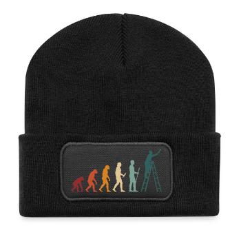 Evolution maler - Recycelte Patch Beanie - Schwarz - Vorne